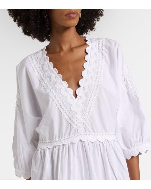 Juliet Dunn White Embroidered Cotton Poplin Minidress