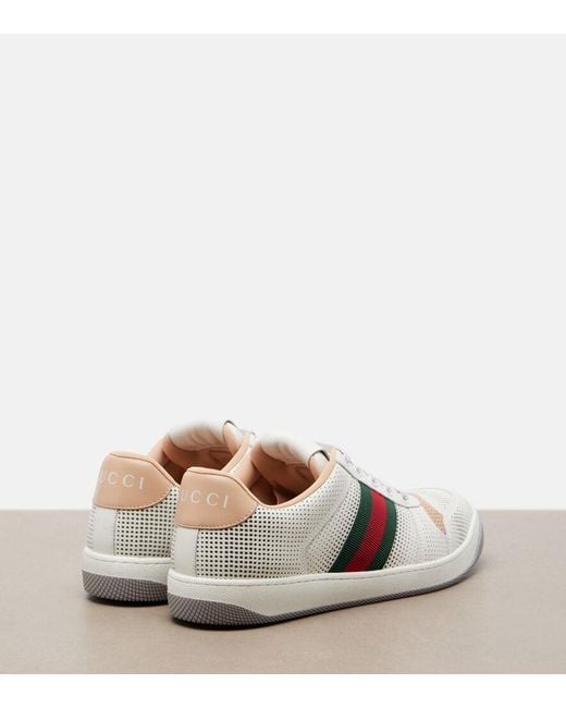 Gucci White Screener Leather Sneakers