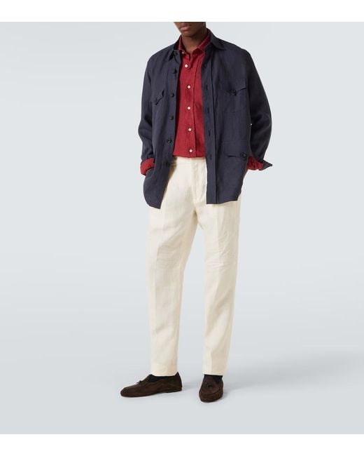 Rubinacci Red Linen Shirt for men
