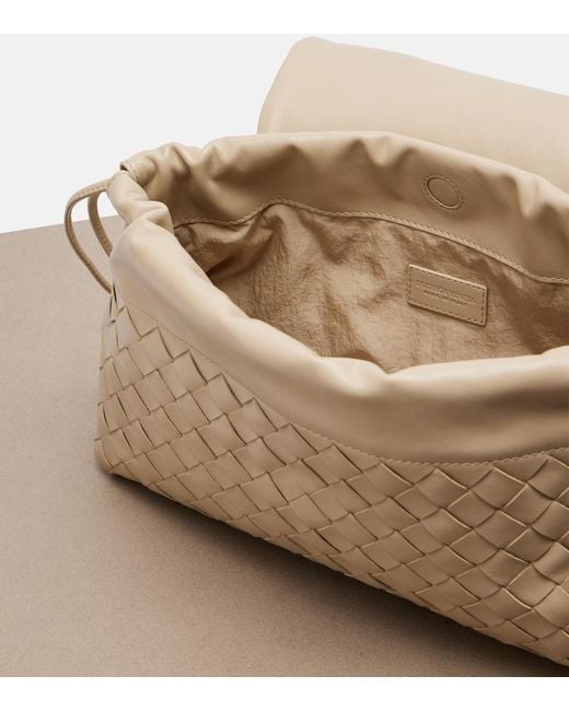 Bottega Veneta Natural Giorno Intrecciato Small Leather Shoulder Bag