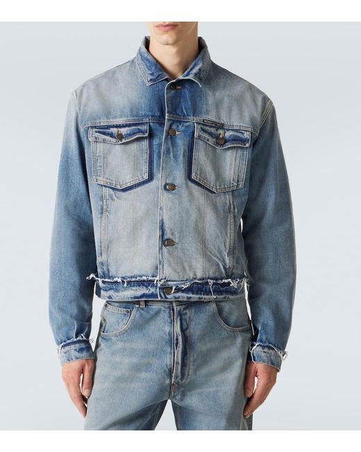 Maison Margiela Blue Distressed Denim Jacket for men