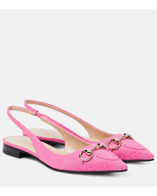 Ballerines Horsebit GG Gucci en coloris Pink