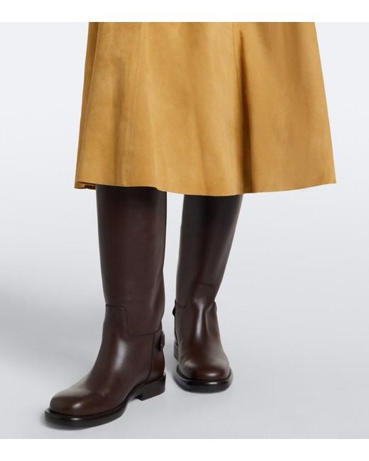 Polo Ralph Lauren Natural Belted Suede Midi Skirt