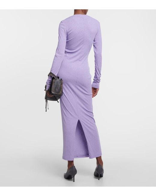Nanushka Purple Gathered Jersey Maxi Dress