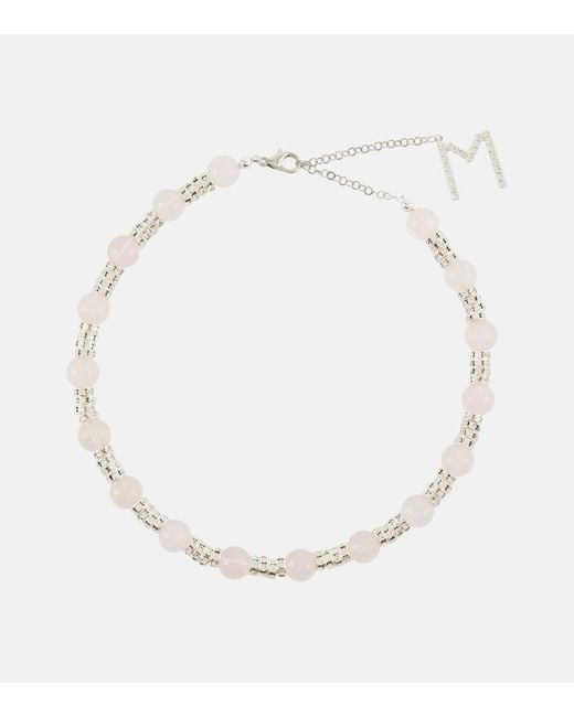 Magda Butrym Natural Embellished Necklace With Rose Quartz