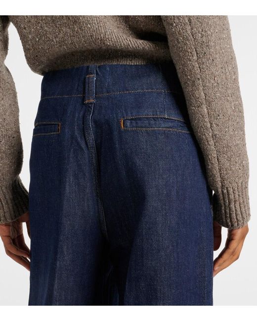 FRAME Blue High-Rise Wide-Leg Jeans