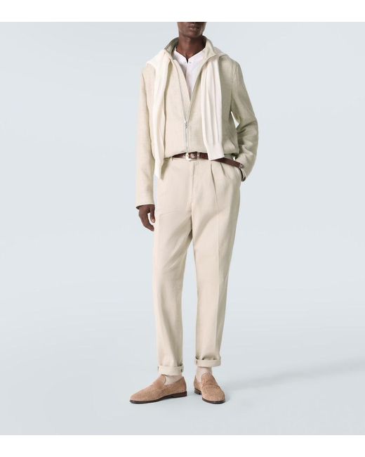 Brunello Cucinelli White Silk, Linen, And Wool Jacket for men