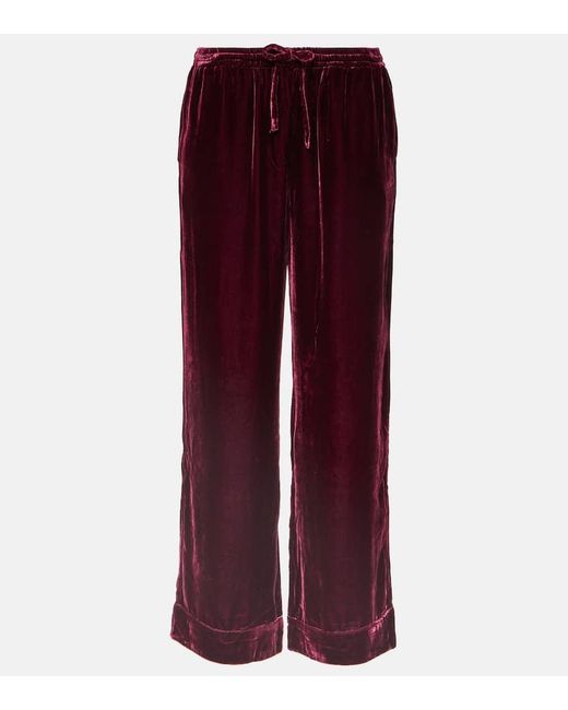 Pantalones anchos Aurelia de terciopelo Asceno de color Red