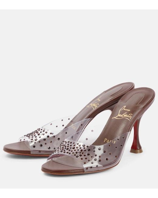 Christian Louboutin Multicolor Nudes Degramule Embellished Mules