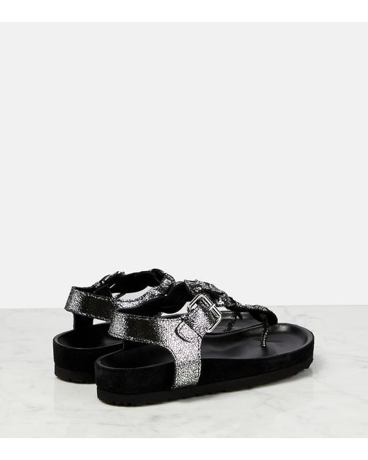 Isabel Marant Black Brook Metallic Leather Sandals