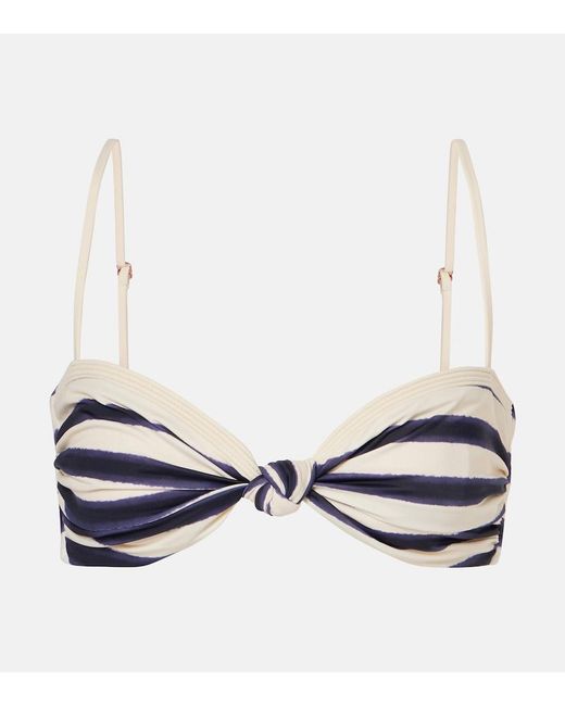 Johanna Ortiz Blue Striped Bikini Top