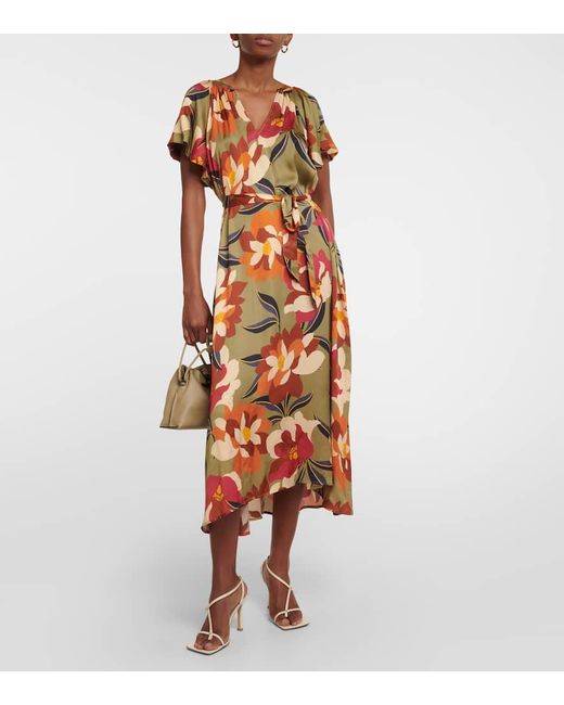 Velvet Multicolor Bedrucktes Midikleid Francie Aus Satin