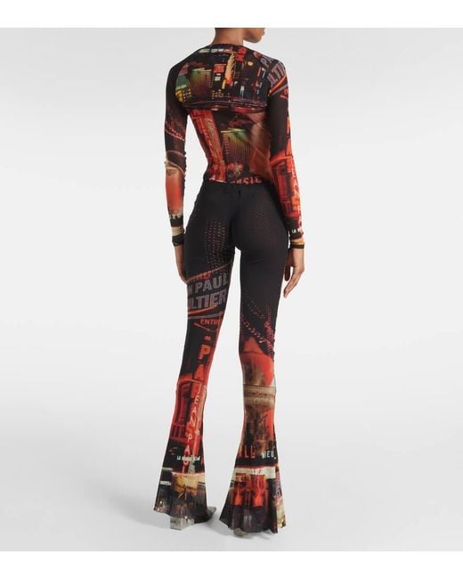 Jean Paul Gaultier Pigalle Printed Mesh Flared Pants