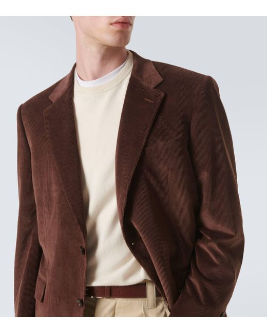 Canali Brown Cotton And Cashmere Corduroy Blazer for men