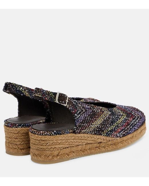 Missoni Black Joy 30 Sequined Espadrille Wedges