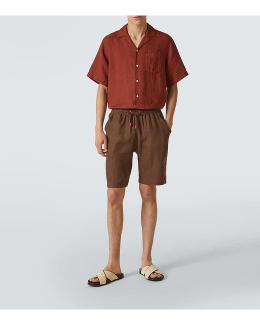 Shorts De Lino Kiton de hombre de color Brown