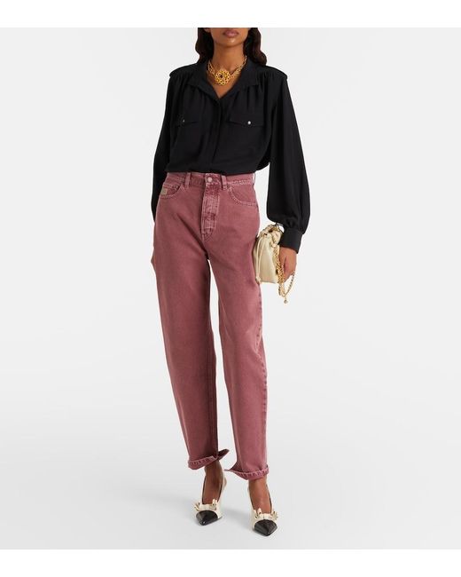 Chloé Red Mid-Rise Straight Jeans