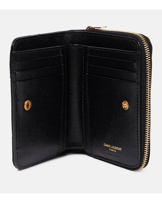 Saint Laurent Black Cassandre Matelasse Leather Wallet