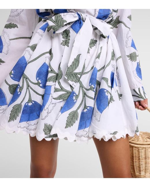 Juliet Dunn Blue Bellflower Cotton Shirt Dress