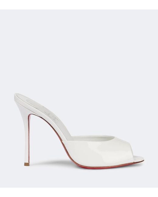 Christian Louboutin White Bridal Me Dolly Patent Leather Mules