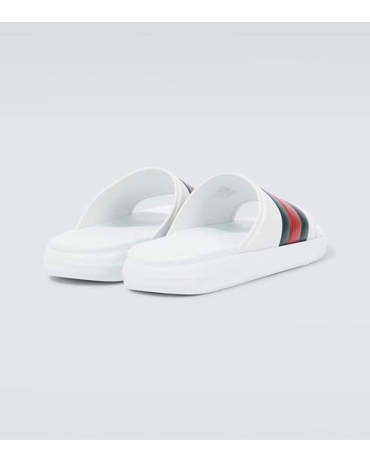 Sandalo Slider Con Nastro Web di Gucci in White da Uomo