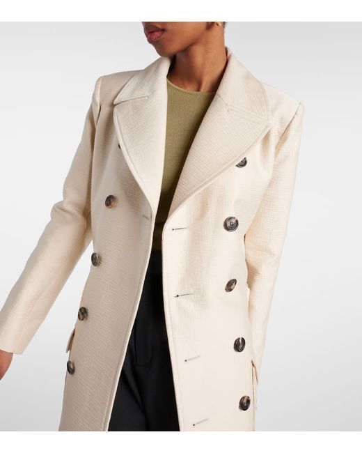 Saint Laurent Natural Saharienne Cotton And Wool Jacket