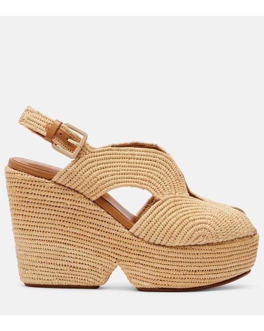 Robert Clergerie Metallic Plateausandalen Dolce Aus Raffiabast