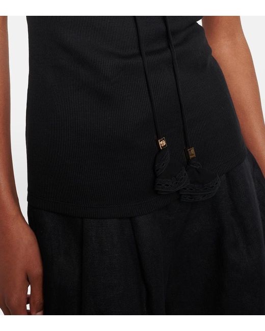 Dorothee Schumacher Black Pure Sleekness Ribbed-Knit Cotton Tank Top