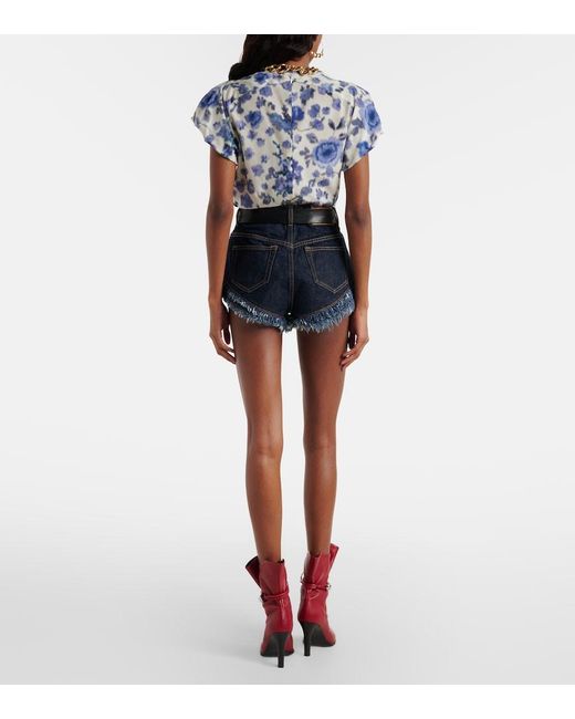 Isabel Marant Blue Eneidala High-Rise Denim Shorts