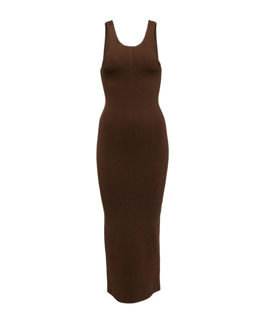 Totême Synthetic Ribbedknit Tank Maxi Dress in Brown Lyst