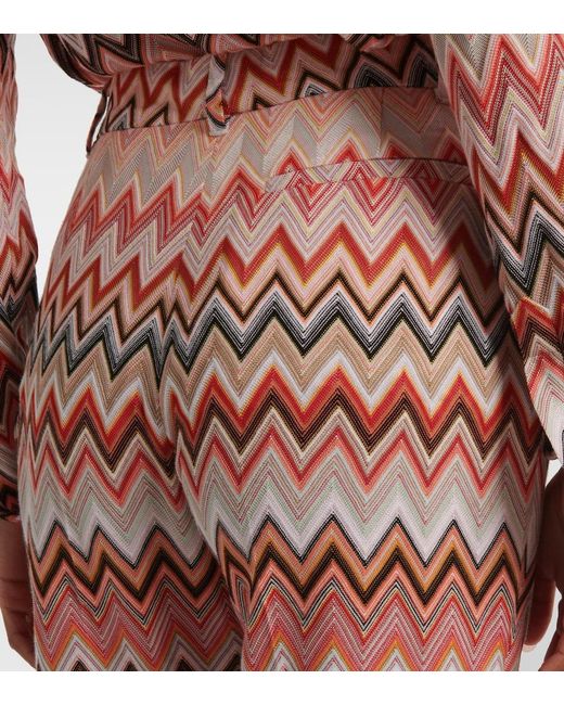 Missoni Pink Zigzag Cotton-Blend Straight Pants