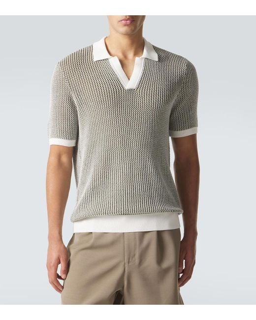 Orlebar Brown Gray Horton Crochet Cotton Polo Sweater for men