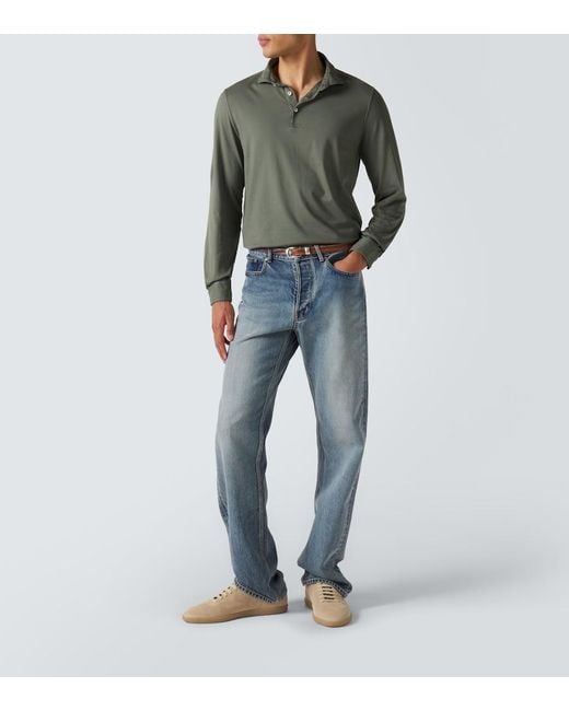 Fedeli Green Cotton Pique Polo Shirt for men