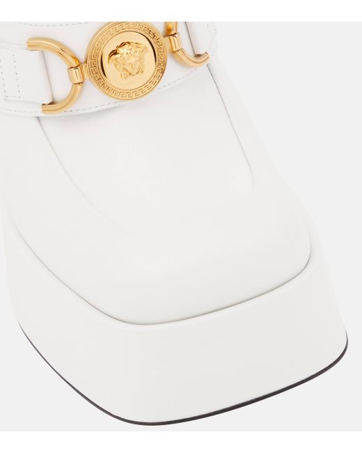Versace White Medusa '95 Leather Loafer Pumps
