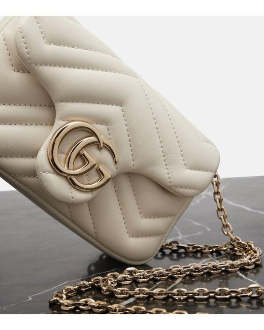 Gucci Natural Gg Marmont Mini Leather Shoulder Bag