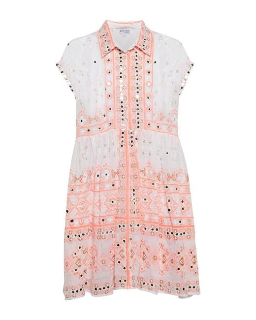 Juliet Dunn Pink Sequined Cotton Minidress