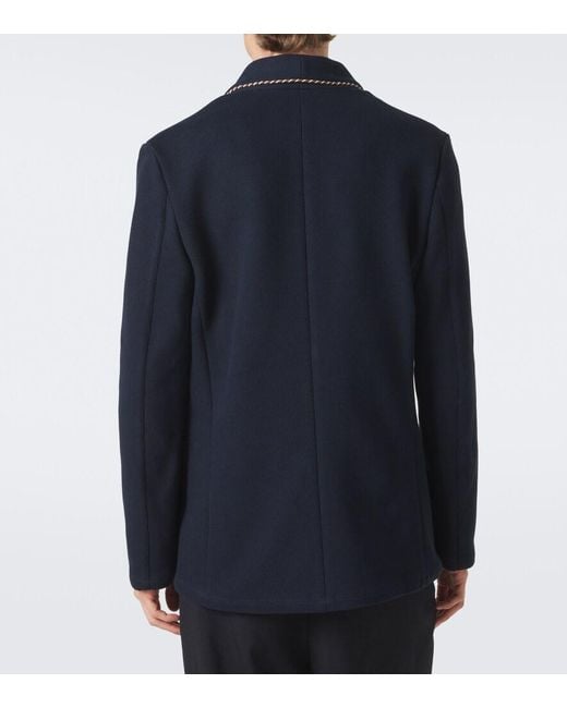 Valentino Blue Cotton Twill Blazer for men