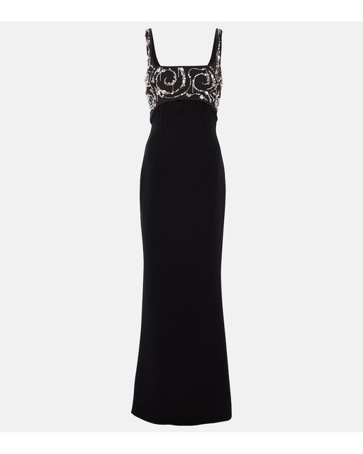 Safiyaa Black Ezda Embellished Crepe Gown