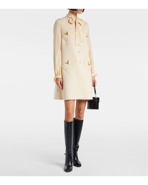 Valentino Natural Vgold Wool And Cashmere Minidress