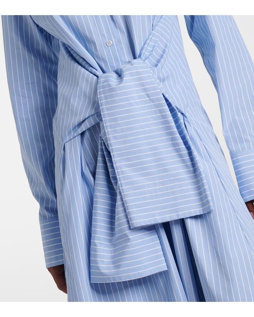 Jil Sander Blue Pinstripe Cotton Shirt Dress