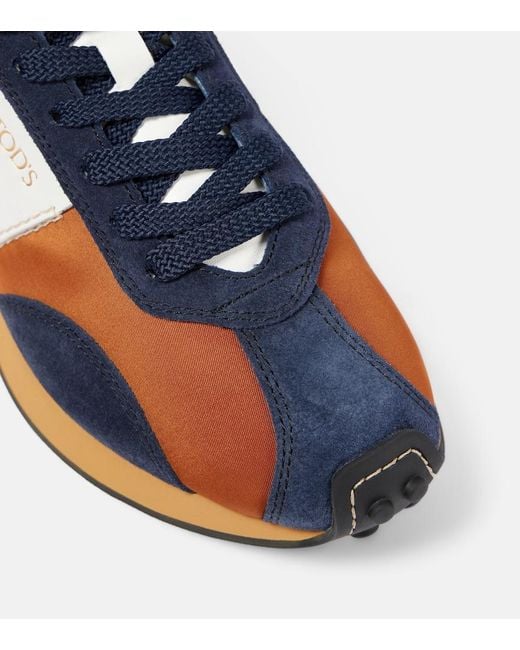 Tod's Blue T-Vintage Leather And Suede-Trimmed Sneakers