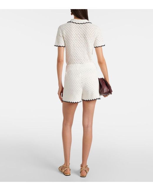 Short Taille Haute Halliday En Maille Pointelle Zimmermann en coloris White