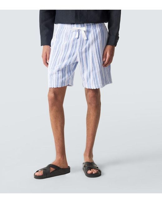 Orlebar Brown Blue Trevon Striped Cotton Toweling Shorts for men