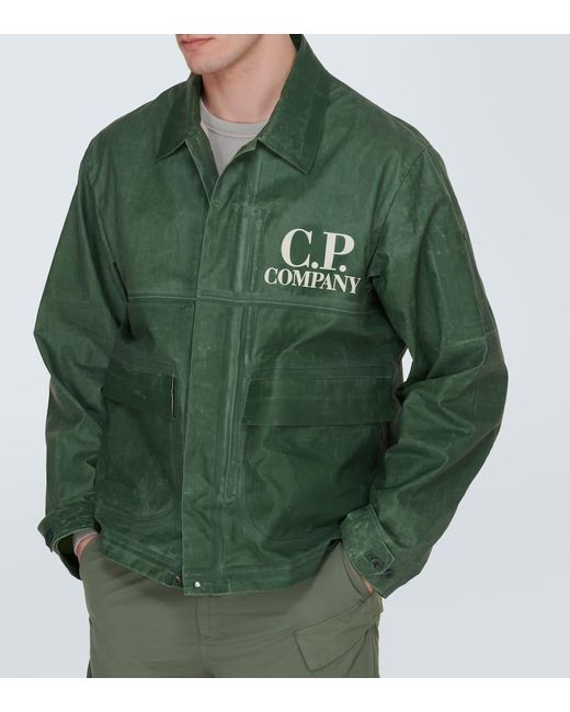 Giacca Toob in lino con logo di C P Company in Green da Uomo