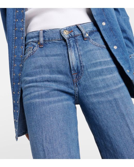 Jean flare a taille haute 7 For All Mankind en coloris Blue