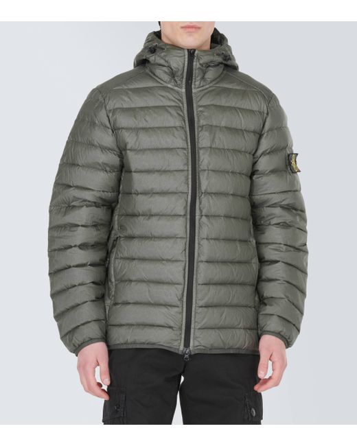 Stone Island Green Compass Quilted Down Jacket for men