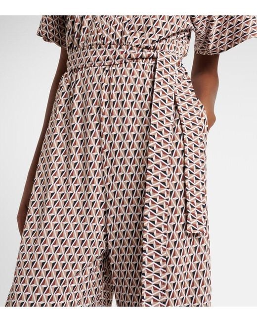 Max Mara Natural Belted Printed Jumpsuit