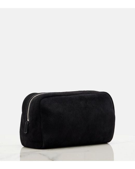 The Row Black Astra Small Suede Pouch