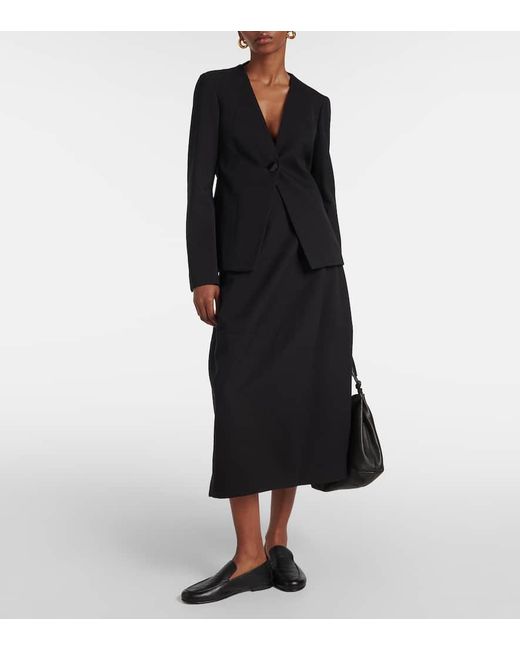 FFORME Black Skye Cotton And Wool Midi Skirt