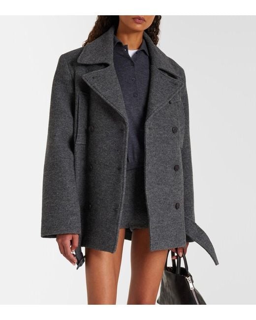 Frankie Shop Black Scothern Virgin Wool Peacoat